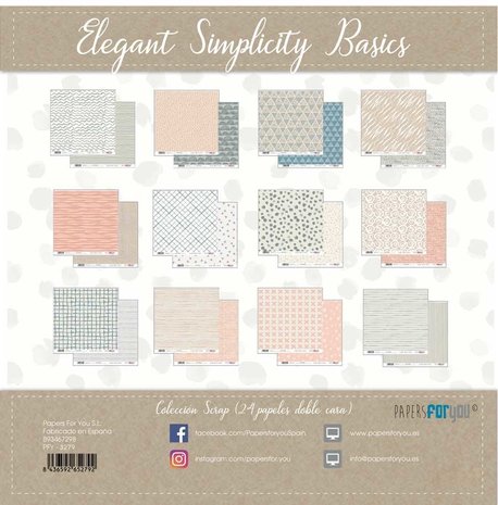 Papers For You Elegant Simplicity Basics 6x6 Inch Paper Pack (24pcs) (PFY-3279)