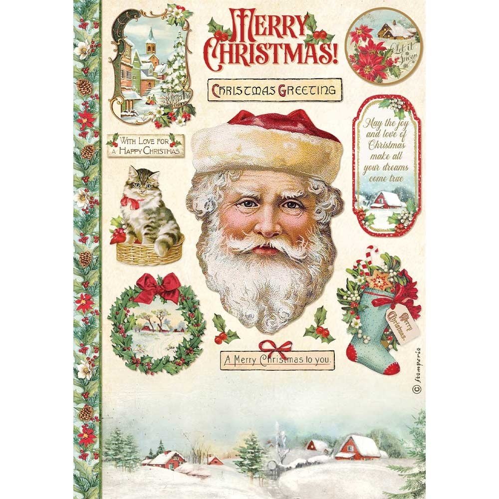 Stamperia Classic Christmas Santa Claus Rice Paper A4 (DFSA4593)