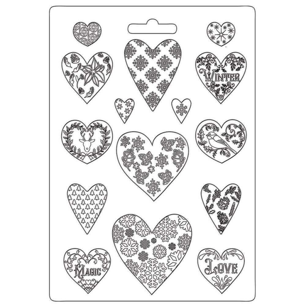 Stamperia Soft Mould A4 Christmas Patchwork Hearts (K3PTA4501) Stamperia Soft Mould A4 Christmas Patchwork Hearts (K3PTA4501)