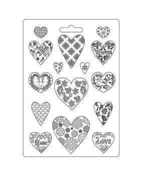 Stamperia Soft Mould A4 Christmas Patchwork Hearts (K3PTA4501)* Stamperia Soft Mould A4 Christmas Patchwork Hearts (K3PTA4501)*