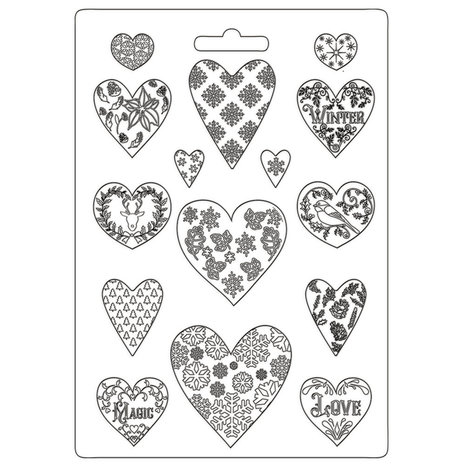 Stamperia Soft Mould A4 Christmas Patchwork Hearts (K3PTA4501) Stamperia Soft Mould A4 Christmas Patchwork Hearts (K3PTA4501)