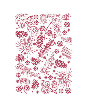 Stamperia Masking Stencil A4 Romantic Christmas Pinecones (KSG476)* Stamperia Masking Stencil A4 Romantic Christmas Pinecones (KSG476)*