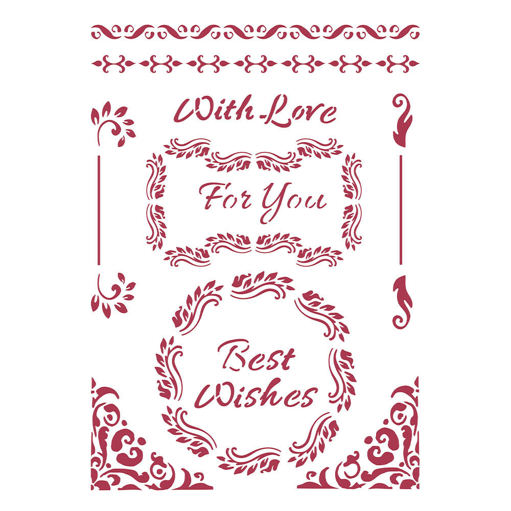 Stamperia Masking Stencil A4 Romantic Christmas Best Wishes (KSG477) Stamperia Masking Stencil A4 Romantic Christmas Best Wishes (KSG477)
