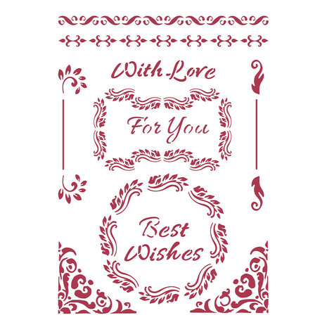 Stamperia Masking Stencil A4 Romantic Christmas Best Wishes (KSG477) Stamperia Masking Stencil A4 Romantic Christmas Best Wishes (KSG477)