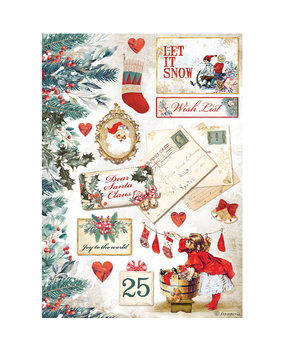 Stamperia Romantic Christmas Let it Snow Cards Rice Paper A4 (DFSA4614)