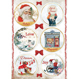 Stamperia Romantic Christmas Rounds Rice Paper A4 (DFSA4635)