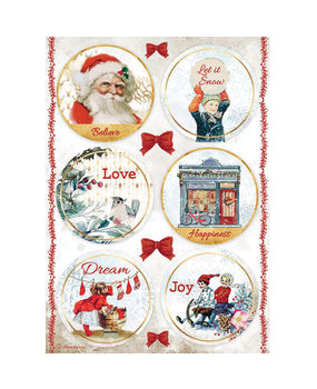 Stamperia Romantic Christmas Rounds Rice Paper A4 (DFSA4635)