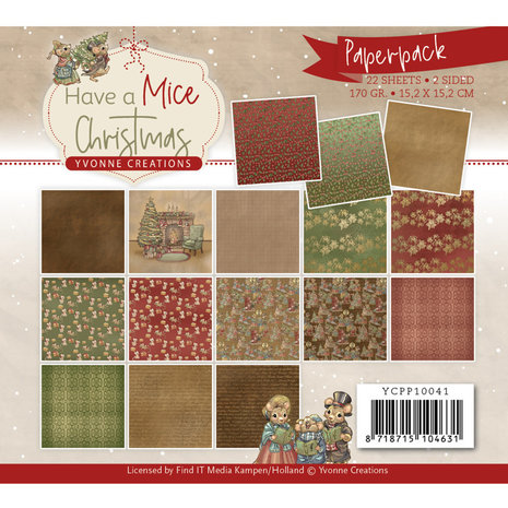 Yvonne Creations Have a Mice Christmas 6x6 Inch Paper Pack (YCPP10041)