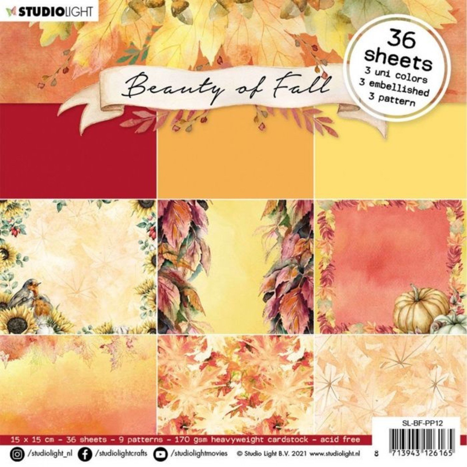 Studio Light Beauty of Fall 6x6 Inch Paper Pad (SL-BF-PP12) 