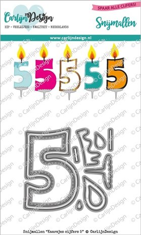 Carlijn Design Snijmal Kaarsjes Cijfer 5 (CDSN-0133)
