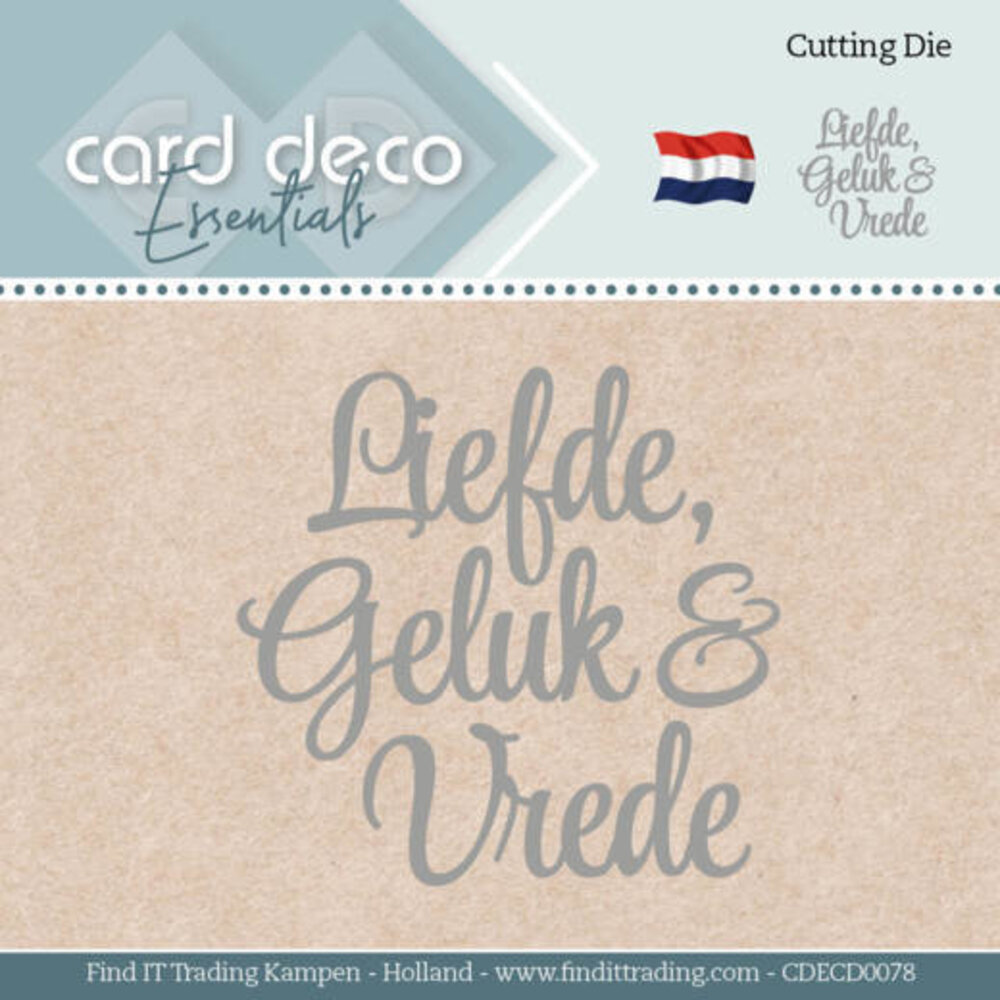 Card Deco Snijmal Liefde Geluk en Vrede (CDECD0078)