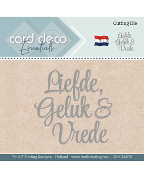 Card Deco Snijmal Liefde Geluk en Vrede (CDECD0078)