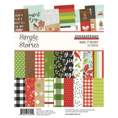 Simple Stories Make it Merry 6x8 Inch Paper Pad (15714) Simple Stories Make it Merry 6x8 Inch Paper Pad (15714)