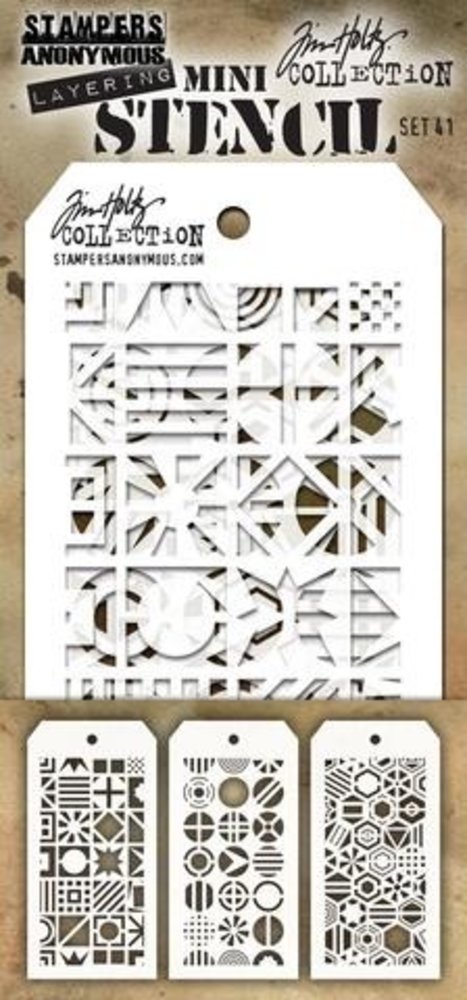 Stampers Anonymous Tim Holtz Mini Layering Stencil Set 41 (THMST041) Stampers Anonymous Tim Holtz Mini Layering Stencil Set 41 (THMST041)