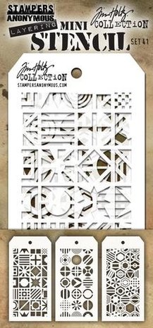 Stampers Anonymous Tim Holtz Mini Layering Stencil Set 41 (THMST041) Stampers Anonymous Tim Holtz Mini Layering Stencil Set 41 (THMST041)
