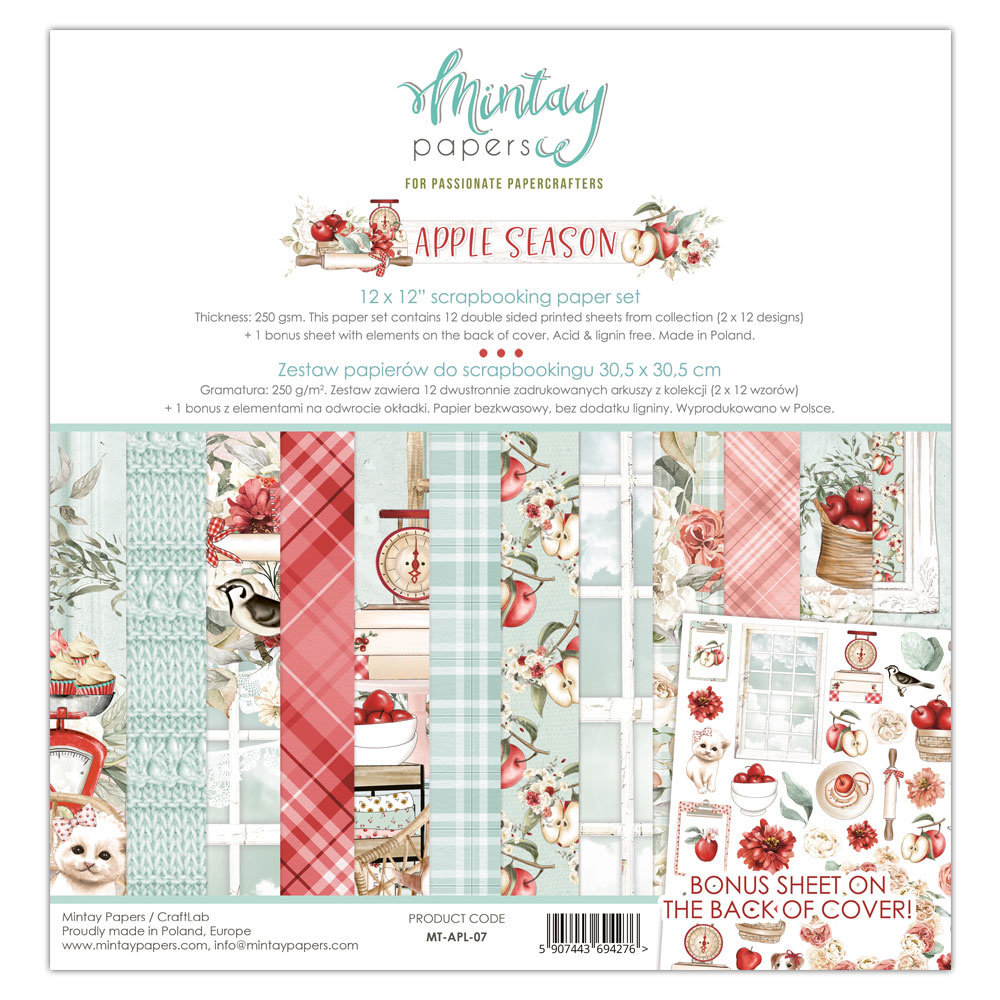 Mintay Apple Season 12x12 Inch Scrapbooking Paper Set (MT-APL-07) Mintay Apple Season 12x12 Inch Scrapbooking Paper Set (MT-APL-07)