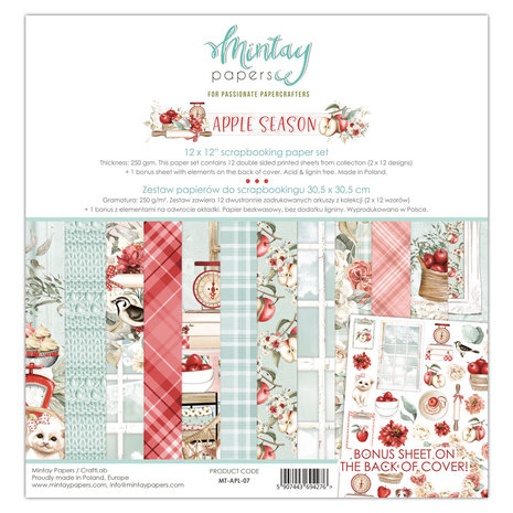 Mintay Apple Season 12x12 Inch Scrapbooking Paper Set (MT-APL-07) Mintay Apple Season 12x12 Inch Scrapbooking Paper Set (MT-APL-07)