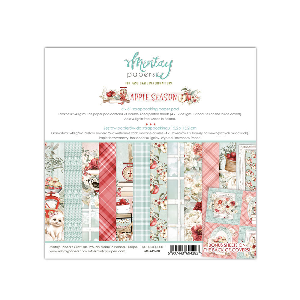 Mintay Apple Season 6x6 Inch Scrapbooking Paper Pad (MT-APL-08) Mintay Apple Season 6x6 Inch Scrapbooking Paper Pad (MT-APL-08)