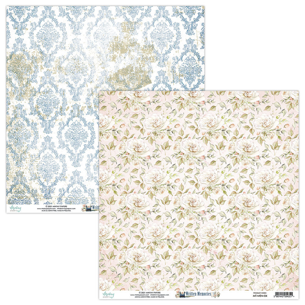 Mintay Written Memories 12x12 Inch Scrapbooking Paper Set (MT-MEM-07)