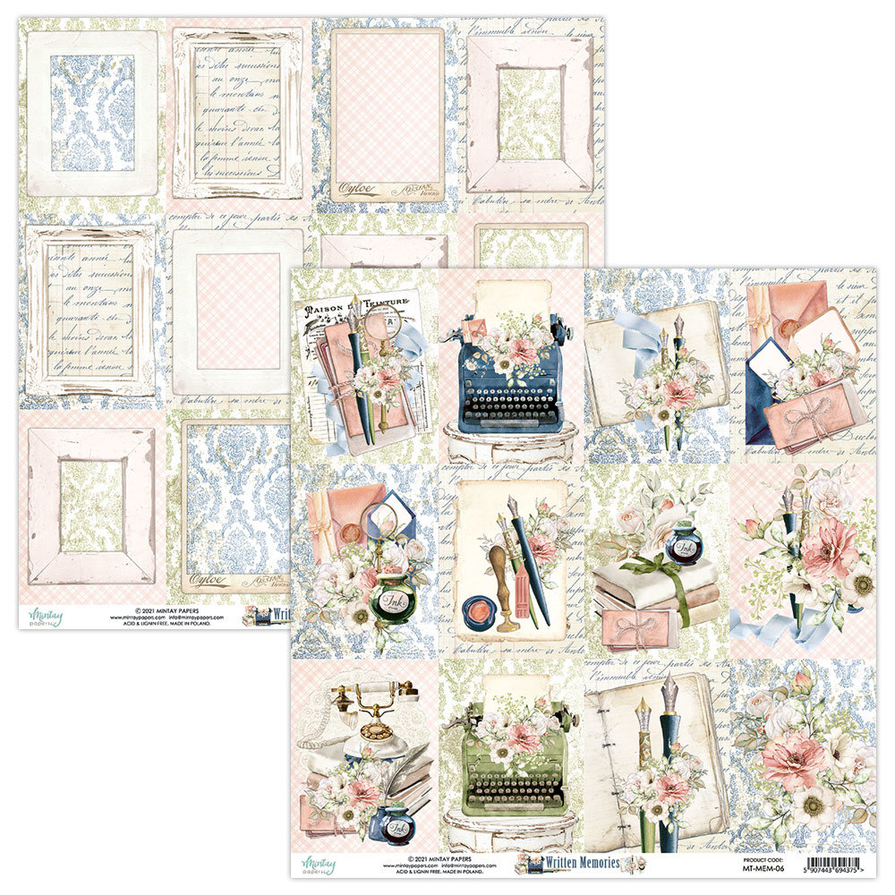 Mintay Written Memories 12x12 Inch Scrapbooking Paper Set (MT-MEM-07)