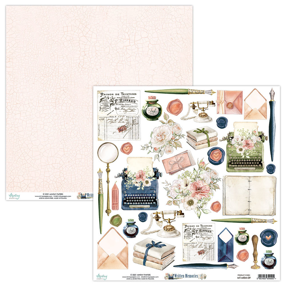 Mintay Written Memories 12x12 Inch Scrapbooking Paper Set (MT-MEM-07)