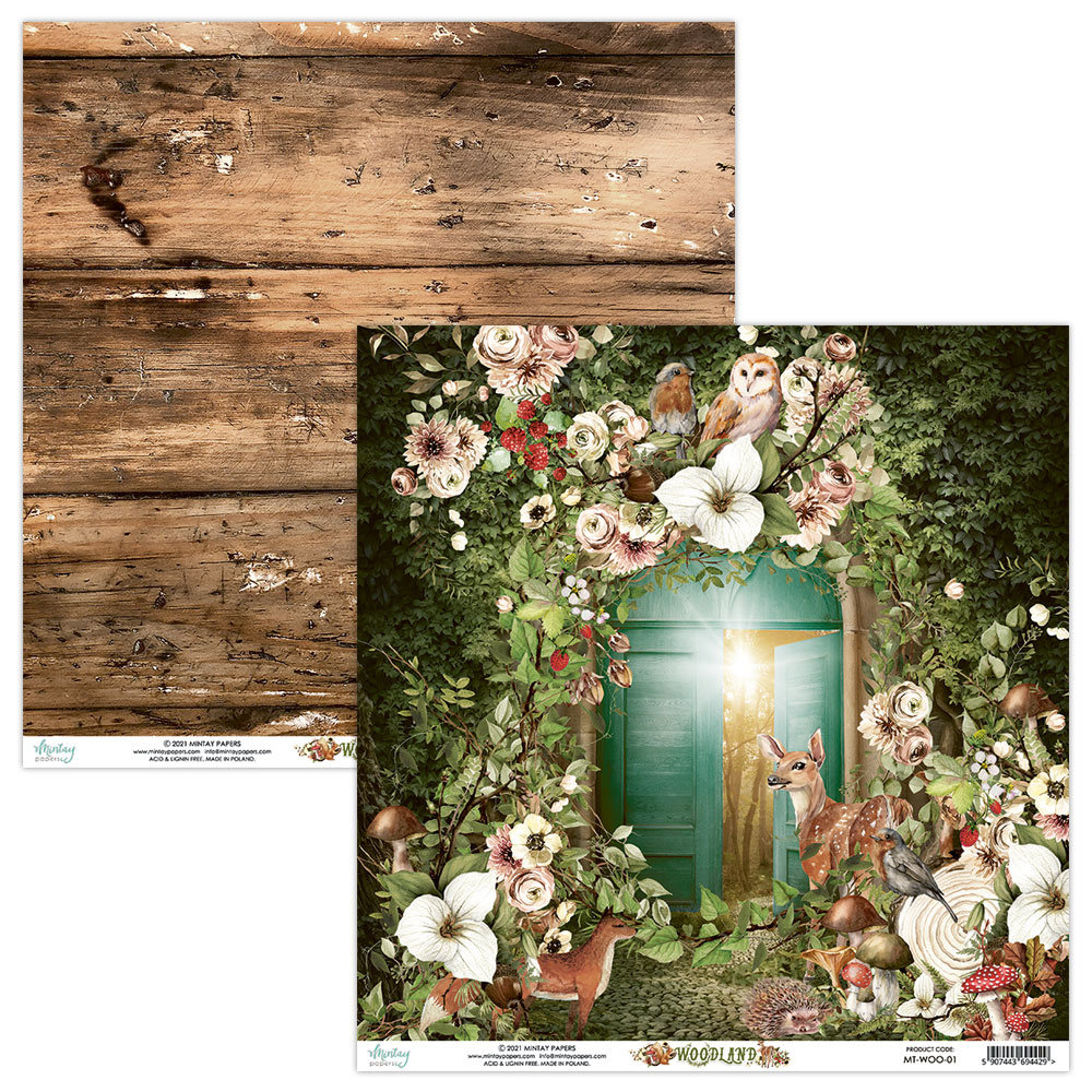 Mintay Woodland 12x12 Inch Scrapbooking Paper Set (MT-WOO-07)