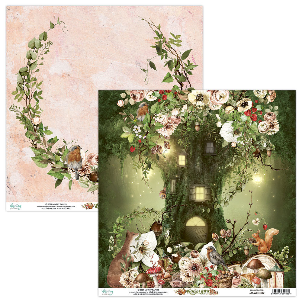 Mintay Woodland 12x12 Inch Scrapbooking Paper Set (MT-WOO-07)