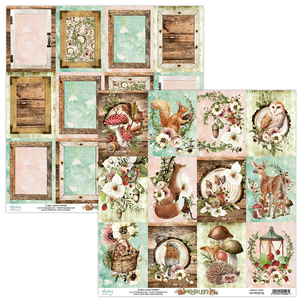 Mintay Woodland 12x12 Inch Scrapbooking Paper Set (MT-WOO-07)