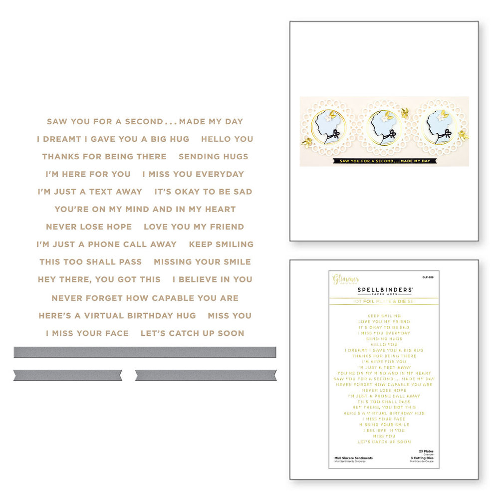 Spellbinders Mini Sincere Sentiments Glimmer Hot Foil Plate & Die Sets (GLP-288)