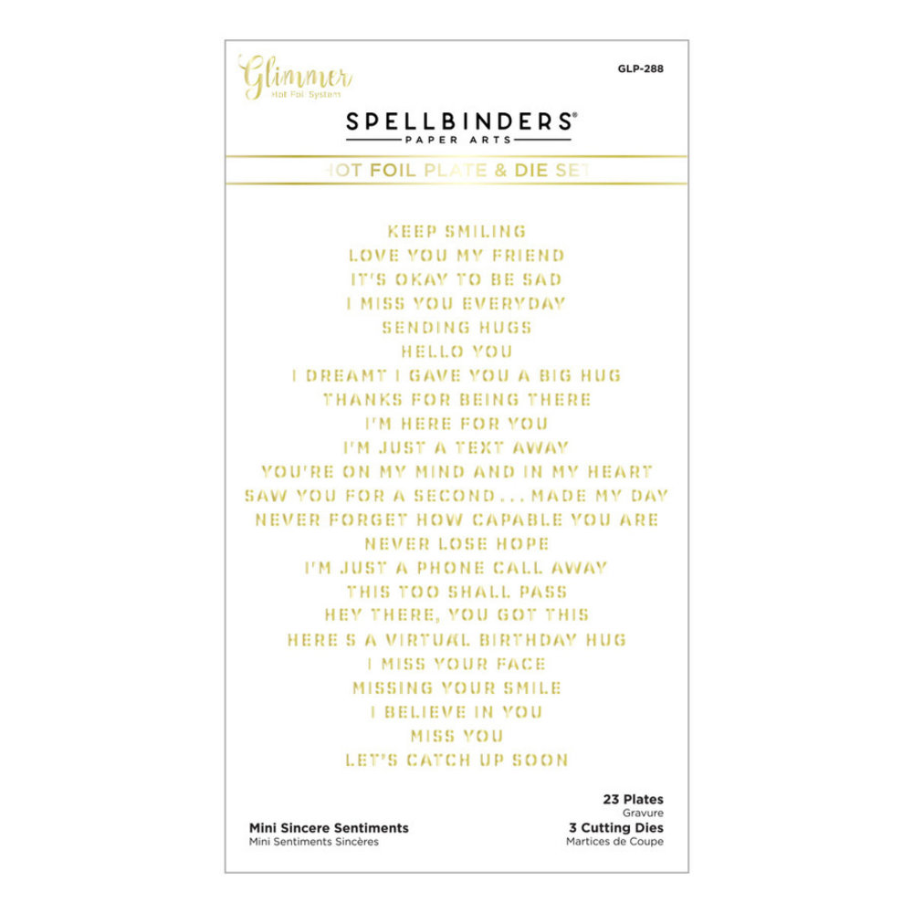 Spellbinders Mini Sincere Sentiments Glimmer Hot Foil Plate & Die Sets (GLP-288)