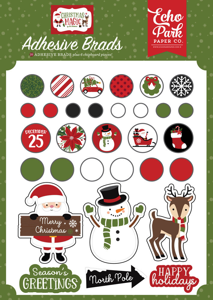 Echo Park Christmas Magic Adhesive Brads (CM254020) Echo Park Christmas Magic Adhesive Brads (CM254020)