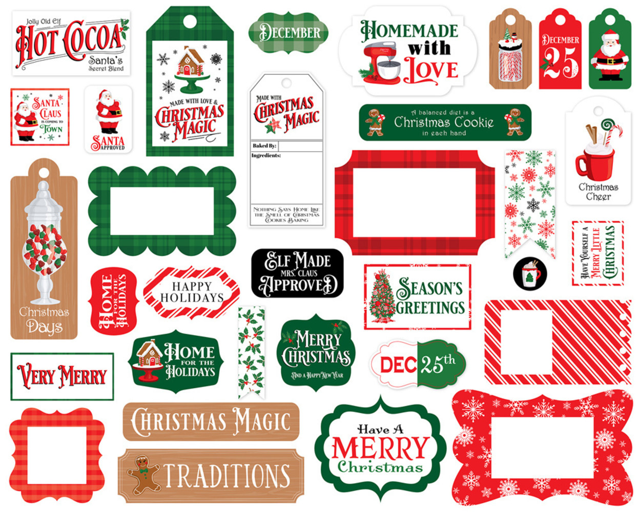 Carta Bella Christmas Cheer Ephemera Frames & Tags (CBCHR141025)