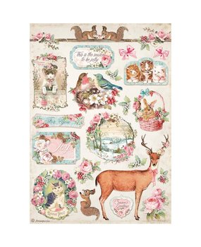 Stamperia Pink Christmas Sleigh Rice Paper A4 (DFSA4628)