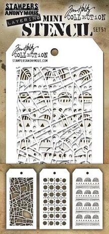 Stampers Anonymous Tim Holtz Mini Layering Stencil Set 51 (THMST051) Stampers Anonymous Tim Holtz Mini Layering Stencil Set 51 (THMST051)