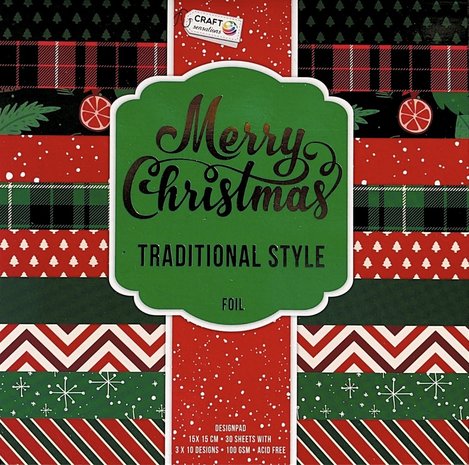 Craft Sensations Merry Christmas Traditional Style 6x6 Inch Paper Pad (CR0784K/21GE)