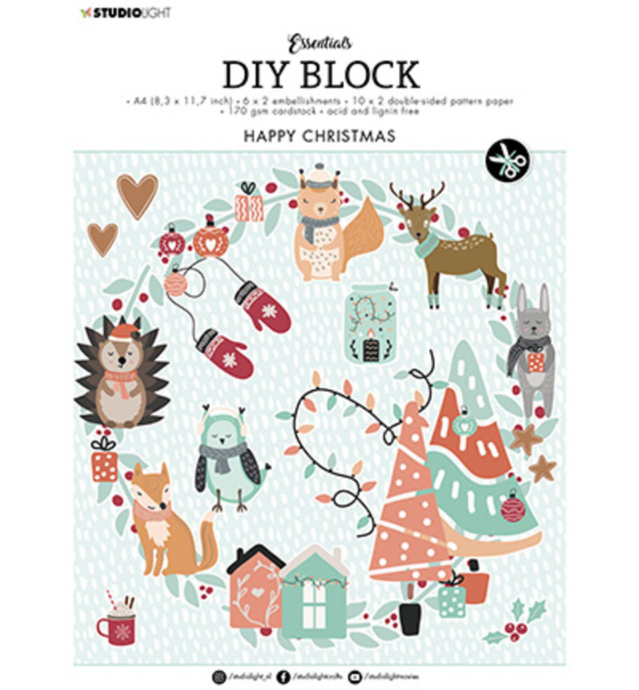 Studio Light Happy Christmas A4 DIY Block (SL-ES-DCB12)