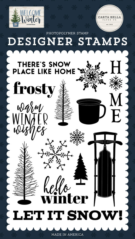 Carta Bella Welcome Winter Snow Place Like Home Clear Stamps (CBWW142040)
