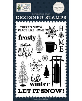 Carta Bella Welcome Winter Snow Place Like Home Clear Stamps (CBWW142040)