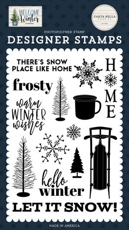 Carta Bella Welcome Winter Snow Place Like Home Clear Stamps (CBWW142040)