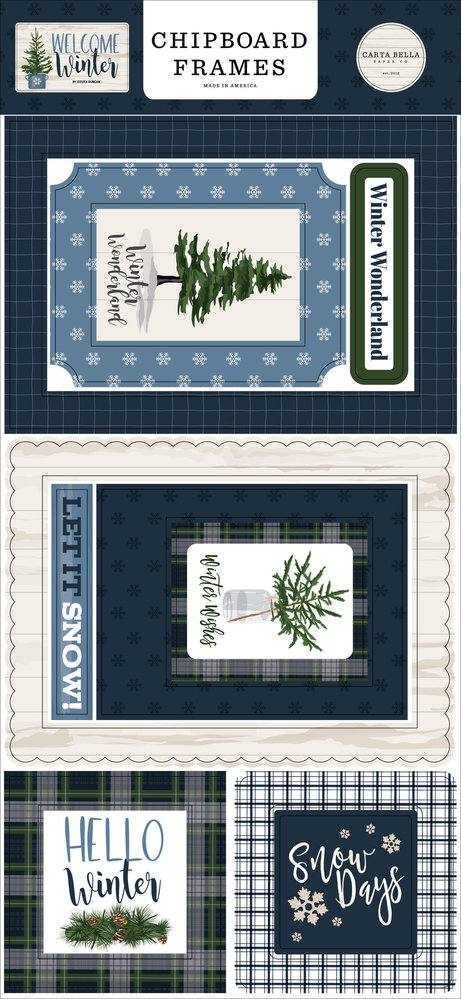Carta Bella Welcome Winter 6x13 Inch Chipboard Frames (CBWW142065) Carta Bella Welcome Winter 6x13 Inch Chipboard Frames (CBWW142065)