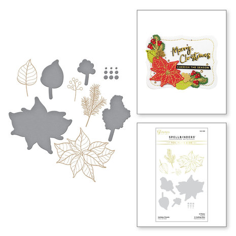 Spellbinders Holiday Florals Glimmer Hot Foil Plate & Die Set (GLP-289)