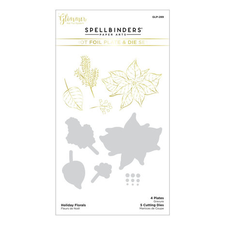 Spellbinders Holiday Florals Glimmer Hot Foil Plate & Die Set (GLP-289)