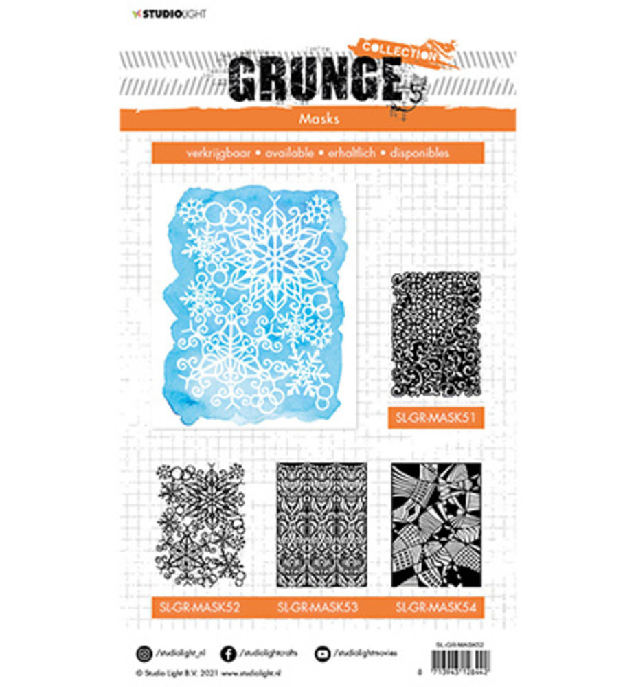 Studio Light Grunge Snowflakes A5 Masking Stencil (SL-GR-MASK52) Studio Light Grunge Snowflakes A5 Masking Stencil (SL-GR-MASK52)