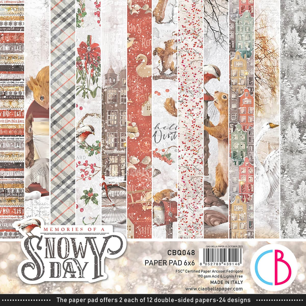Ciao Bella Papercrafting Memories of a Snowy Day 6x6 Inch Paper Pad (CBQ048)