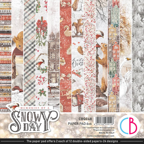Ciao Bella Papercrafting Memories of a Snowy Day 6x6 Inch Paper Pad (CBQ048)