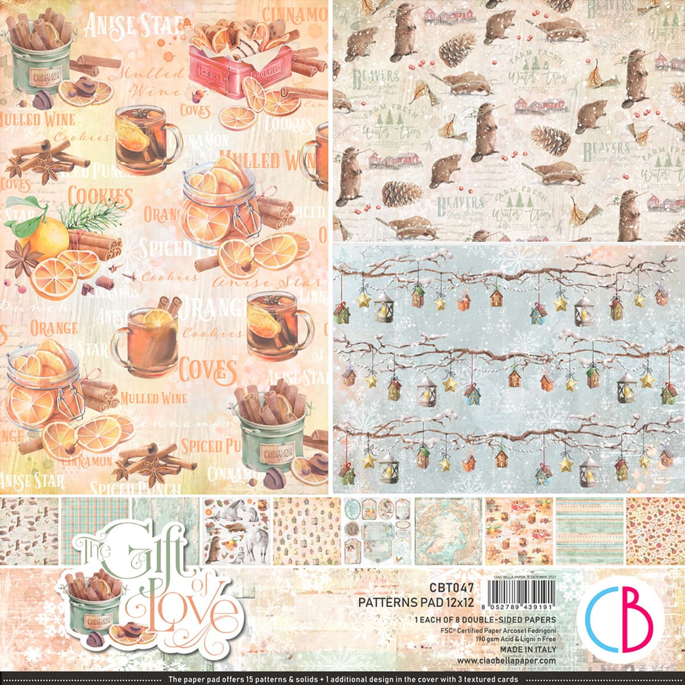 Ciao Bella Papercrafting The Gift of Love 12x12 Inch Patterns Pad (CBT047) Ciao Bella Papercrafting The Gift of Love 12x12 Inch Patterns Pad (CBT047)