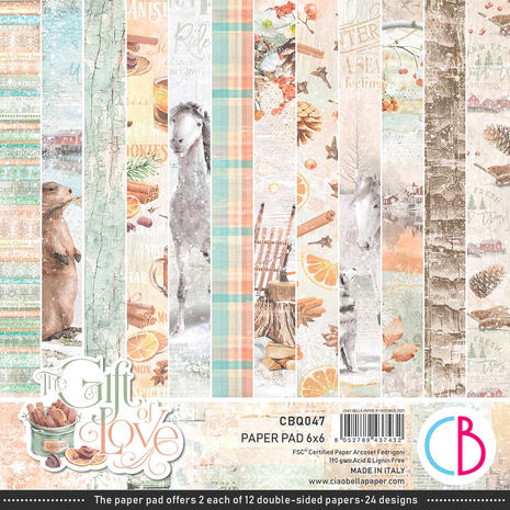 Ciao Bella Papercrafting The Gift of Love 6x6 Inch Paper Pad (CBQ047) Ciao Bella Papercrafting The Gift of Love 6x6 Inch Paper Pad (CBQ047)