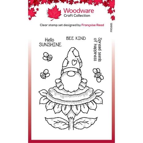 Woodware Sunflower Gnome Clear Stamp (FRS881)