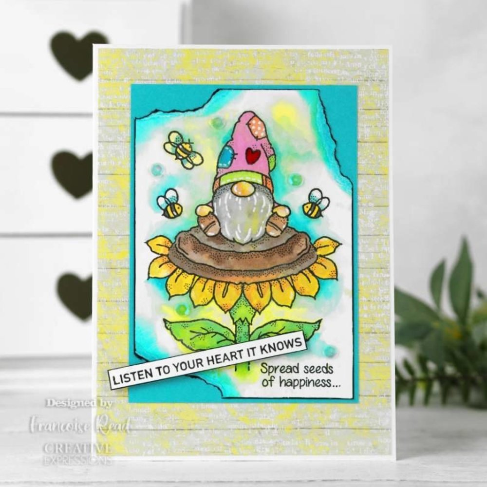 Woodware Sunflower Gnome Clear Stamp (FRS881)