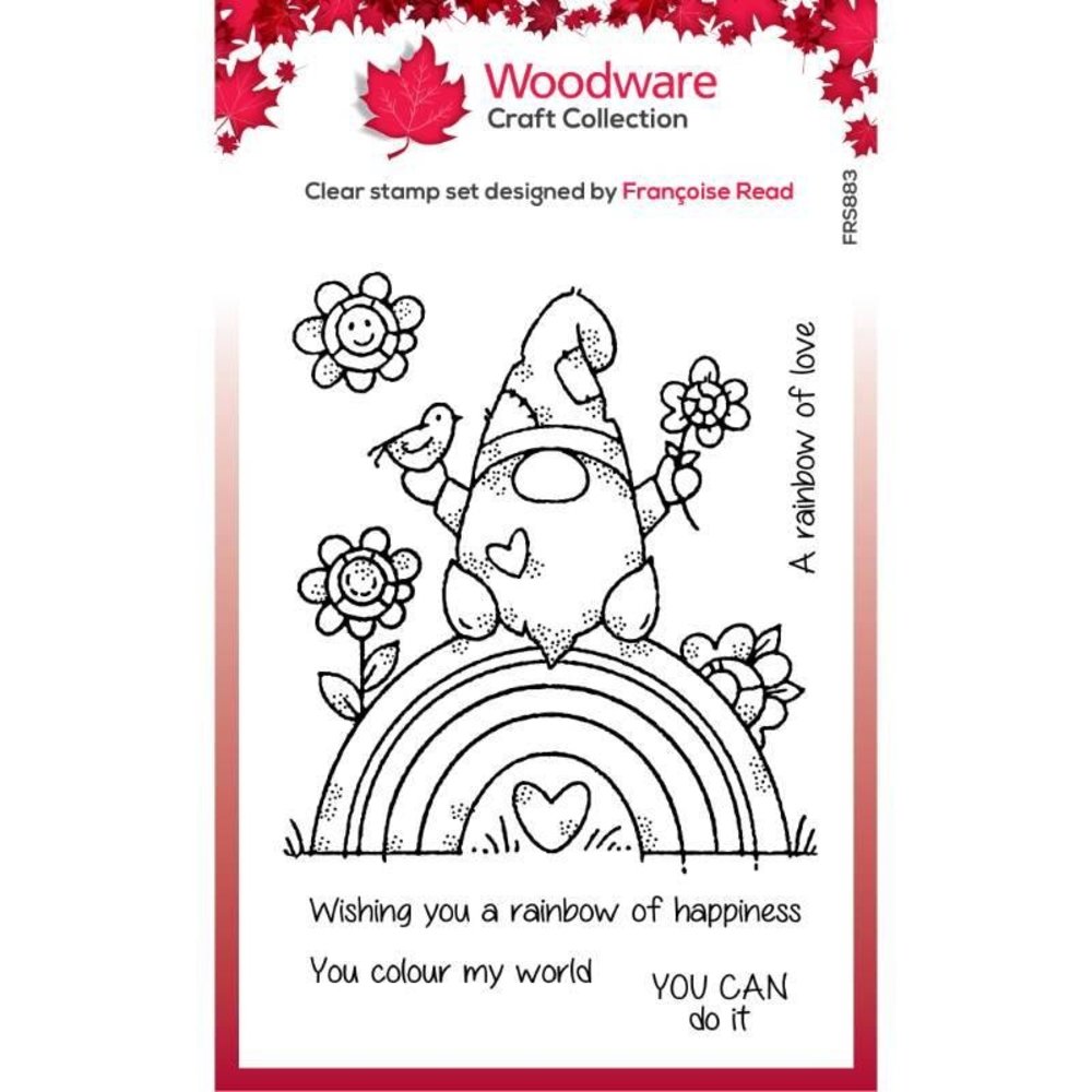 Woodware Rainbow Gnome Clear Stamp (FRS883)
